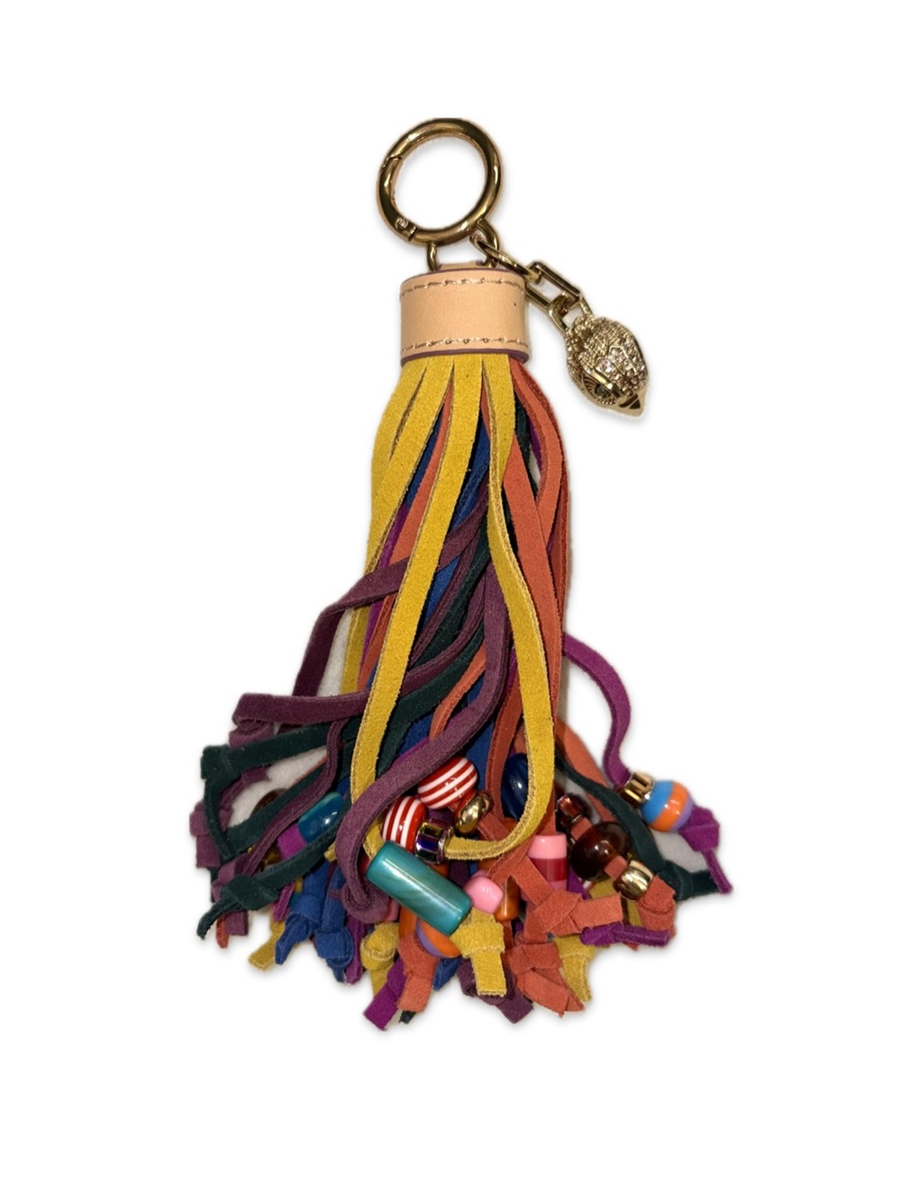 NEW! Kurt Geiger SUEDE TASSEL BEADS CHARM Designer Bag Charm Keychain with box